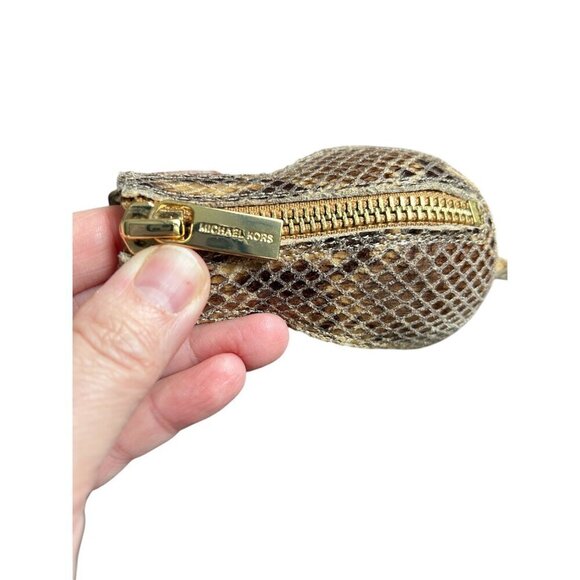 MICHAEL KORS Guiliana Faux Snake Skin Tan Leather Open Toe Sandal Heels US 6 - Picture 6 of 8